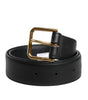 Dolce & Gabbana Black Leather Metal Buckle Classic Belt