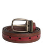 Dolce & Gabbana Burgundy Leather Metal Logo Buckle Belt