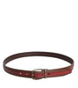 Dolce & Gabbana Burgundy Leather Metal Logo Buckle Belt