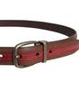 Dolce & Gabbana Burgundy Leather Metal Logo Buckle Belt