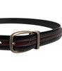 Dolce & Gabbana Black Burgundy Calfskin Metal Logo Buckle Belt