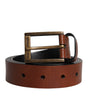 Dolce & Gabbana Brown Calf Leather Classic Metal Buckle Belt