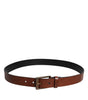 Dolce & Gabbana Brown Calf Leather Classic Metal Buckle Belt