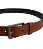 Dolce & Gabbana Brown Calf Leather Classic Metal Buckle Belt