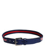 Dolce & Gabbana Blue Cotton Leather Printed Metal Buckle Belt