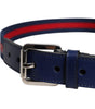 Dolce & Gabbana Blue Cotton Leather Printed Metal Buckle Belt