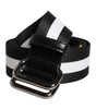 Dolce & Gabbana Black Yellow Logo Striped Metal Buckle Belt