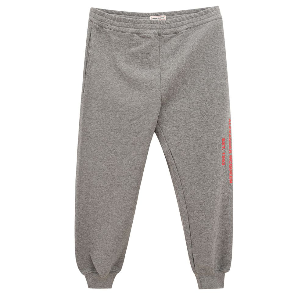 Pantalon chic en coton mélangé gris Alexander McQueen