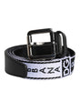 Dolce & Gabbana Black White Printed Metal Logo Buckle Belt