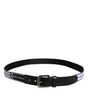 Dolce & Gabbana Black White Printed Metal Logo Buckle Belt