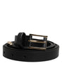Dolce & Gabbana Black Calfskin Classic Metal Logo Buckle Belt