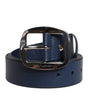 Dolce & Gabbana Blue Calf Leather Classic Metal Buckle Belt