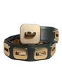 Dolce & Gabbana Green Leather Gold Tone Rotating Buckle Belt
