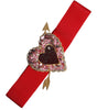 Dolce & Gabbana Red Stretch Wide Waist Heart Embellished Belt