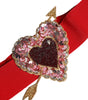 Dolce & Gabbana Red Stretch Wide Waist Heart Embellished Belt