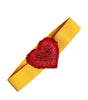 Dolce & Gabbana Yellow Stretch Wide Waist Heart Embellished Belt