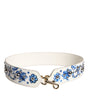 Dolce & Gabbana White Blue Floral Leather Stud Shoulder Strap