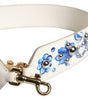 Dolce & Gabbana White Blue Floral Leather Stud Shoulder Strap