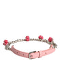Dolce &amp; Gabbana Pink Embelished Roses Textured Leather Belt