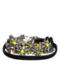 Dolce & Gabbana Black Leather Daisy Crystal Embellish Waist Belt