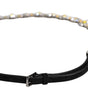 Dolce & Gabbana Black Leather Daisy Crystal Embellish Waist Belt