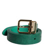 Ceinture à boucle en métal avec logo en cuir vert Dolce &amp; Gabbana