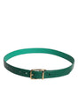 Ceinture à boucle en métal avec logo en cuir vert Dolce &amp; Gabbana