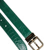 Ceinture à boucle en métal avec logo en cuir vert Dolce &amp; Gabbana