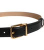 Dolce &amp; Gabbana Black Leather Logo Metal Waist Buckle Belt