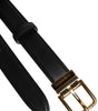 Dolce &amp; Gabbana Black Leather Logo Metal Waist Buckle Belt