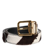 Dolce & Gabbana Black White Pony Leather Waist Buckle Belt
