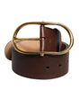 Dolce &amp; Gabbana Brown Leather Waist Gold Metal Buckle Belt