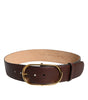 Dolce &amp; Gabbana Brown Leather Waist Gold Metal Buckle Belt