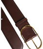 Dolce &amp; Gabbana Brown Leather Waist Gold Metal Buckle Belt
