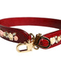 Dolce & Gabbana Red Leather Floral Embellish Bag Shoulder Strap