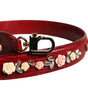 Dolce & Gabbana Red Leather Floral Embellish Bag Shoulder Strap