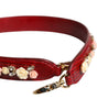 Dolce & Gabbana Red Leather Floral Embellish Bag Shoulder Strap