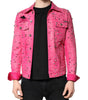 Dolce & Gabbana Pink Crystal Embellished Cotton Denim Jacket