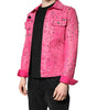 Dolce & Gabbana Pink Crystal Embellished Cotton Denim Jacket