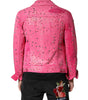 Dolce & Gabbana Pink Crystal Embellished Cotton Denim Jacket