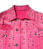 Dolce & Gabbana Pink Crystal Embellished Cotton Denim Jacket