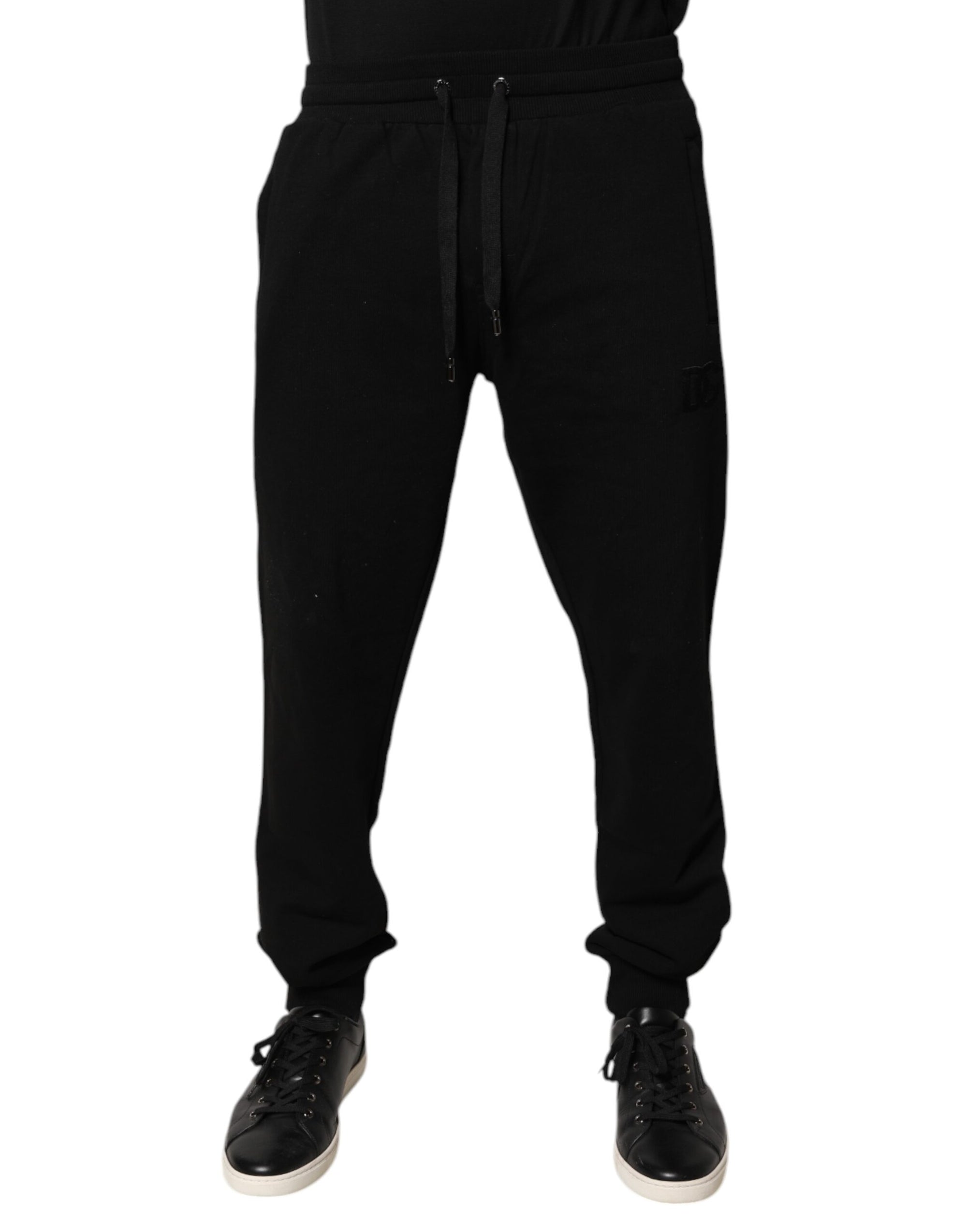 Dolce &amp; Gabbana Black Cotton Mid Waist Jogger Sweatpants Pants