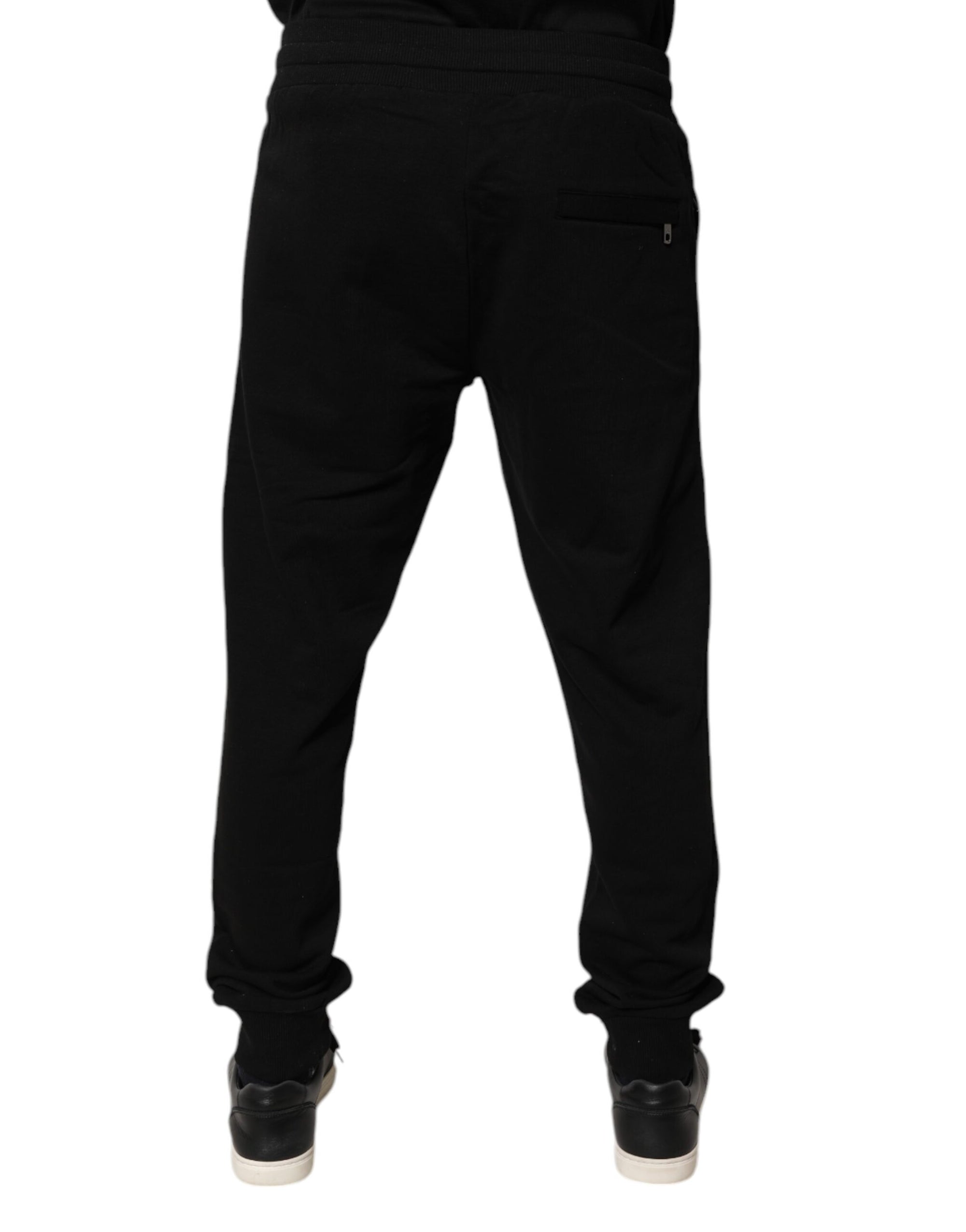 Dolce &amp; Gabbana Black Cotton Mid Waist Jogger Sweatpants Pants