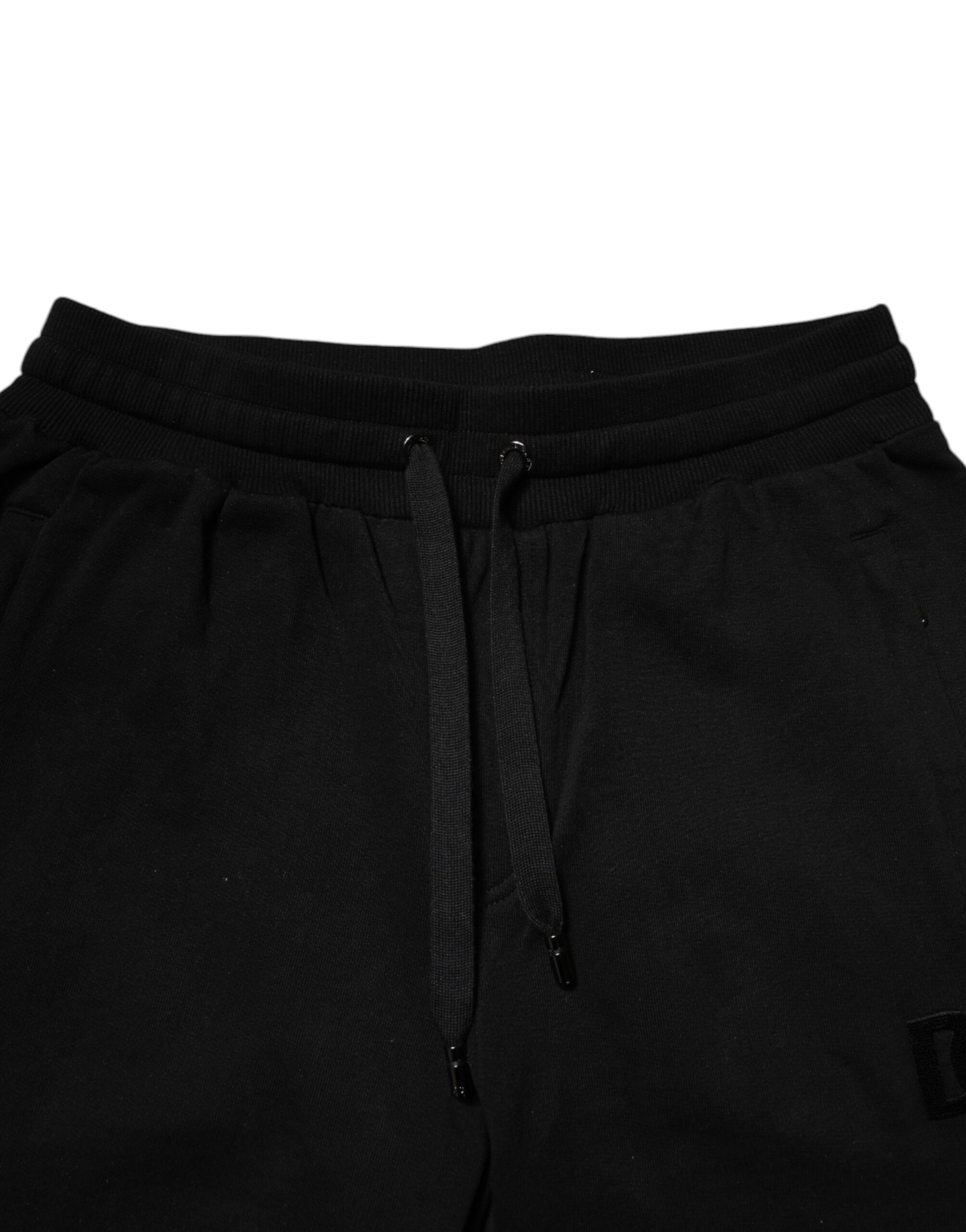 Dolce &amp; Gabbana Black Cotton Mid Waist Jogger Sweatpants Pants