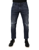 Dolce & Gabbana Blue Cotton Stretch Skinny Men Denim Jeans