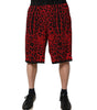 Bermuda en viscose à imprimé léopard rouge Dolce &amp; Gabbana