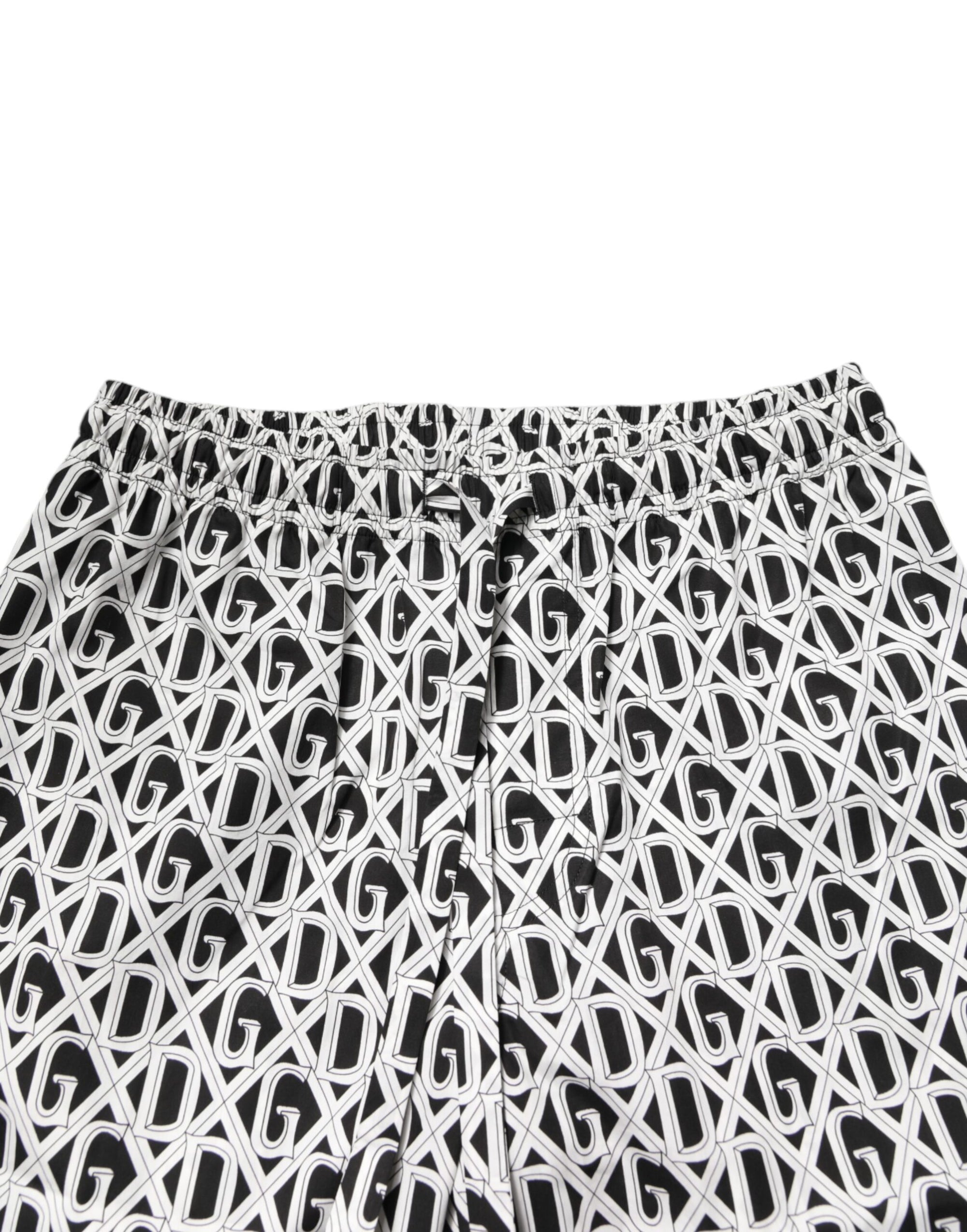 Dolce &amp; Gabbana Black White DG Print Cotton Pajama Set Sleepwear