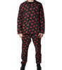 Dolce & Gabbana Black Floral Print Cotton Men Pajama Set Sleepwear