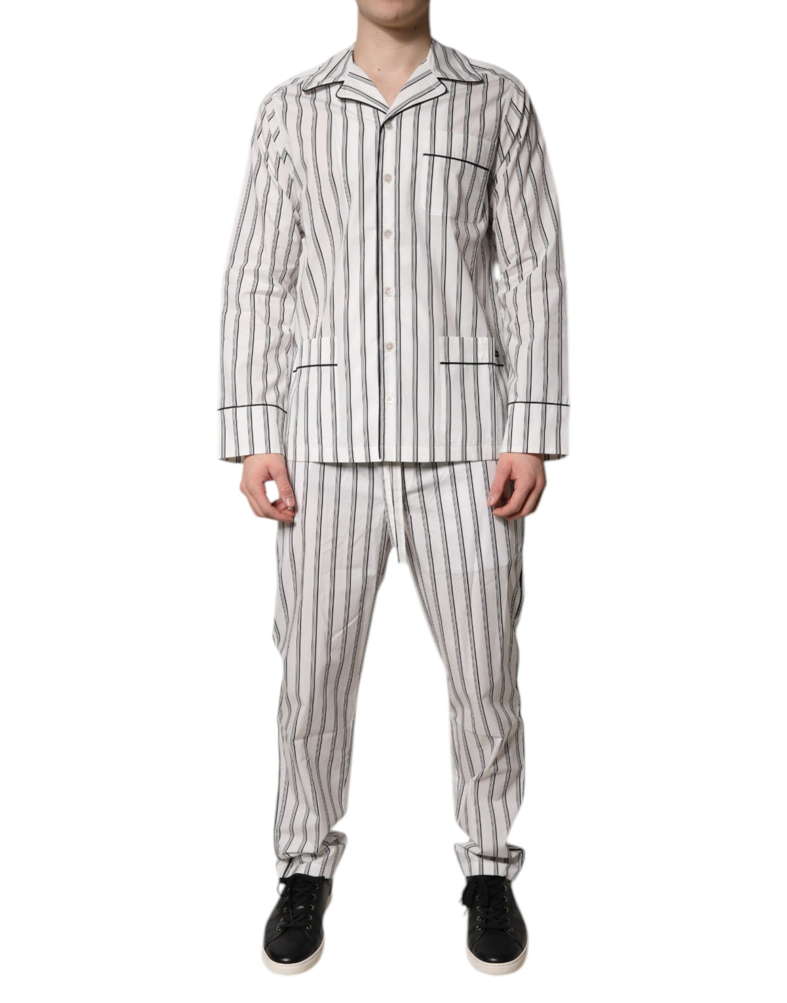 Ensemble pyjama en coton à rayures blanches et noires pour homme Dolce &amp; Gabbana