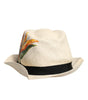 Dolce & Gabbana Beige Floral Print Straw Wide Brim Fedora Hat